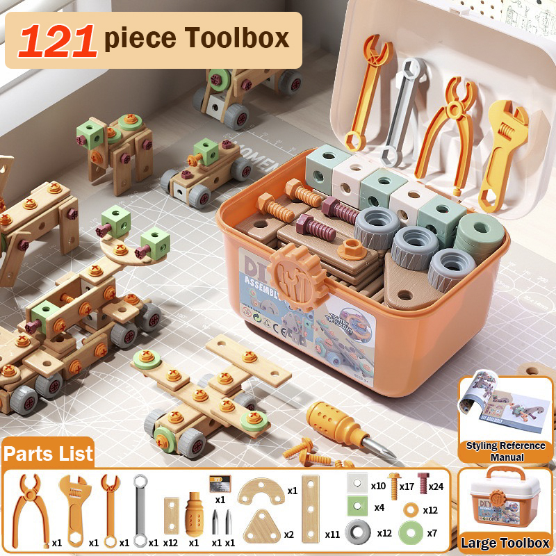 Children's Puzzle Disassembly and Assembly Maintenance Toolbox (Screwing Toy)